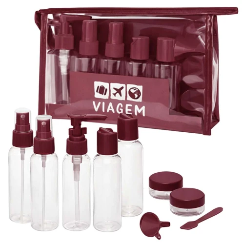 Kit para viagem com necesser plástica 10 peças sortidas Kit para viagem com necesser plástica 10 peças sortidas