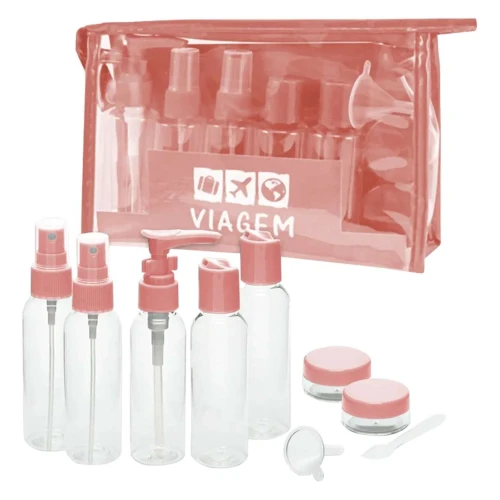 Kit para viagem com necesser plástica 10 peças sortidas Kit para viagem com necesser plástica 10 peças sortidas