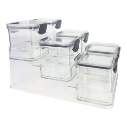 Kit pote organizador acrílico com suporte 6 unidades