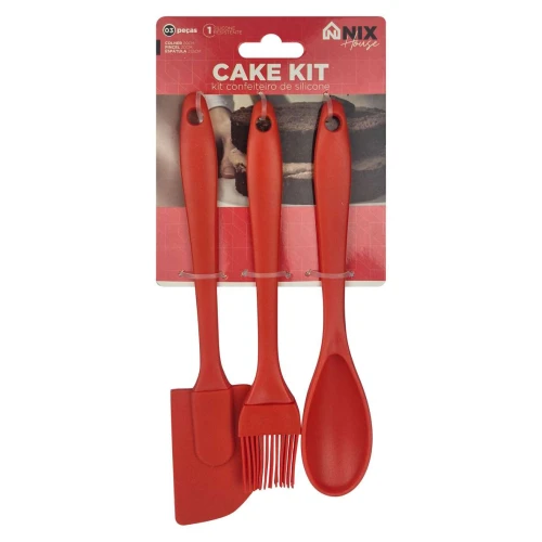 Kit utensílios de cozinha silicone com 03 unidades sortido