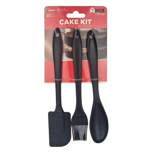 Kit utensílios de cozinha silicone com 03 unidades sortido
