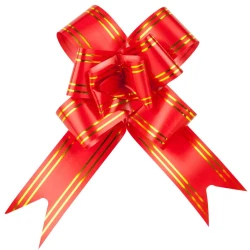 Laço magico para presente metalico ouro,prata e vermelho 73cm com 10