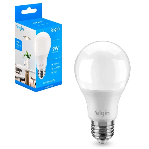 Lâmpada bulbo branca fria led 9W bivolt Elgin
