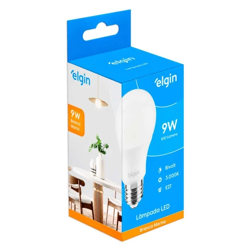 Lampada de led bulbo branca morna amarela 9w bivolt Elgin