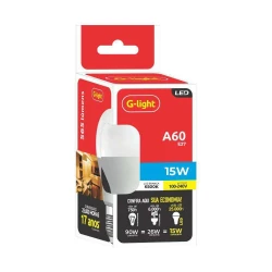 Lâmpada led bulbo branca fria 15w 6500k bivolt G-Light