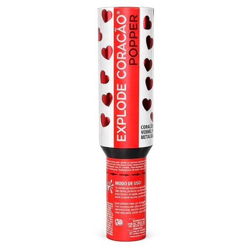 Lança confete 30cm coração metalizado Popper