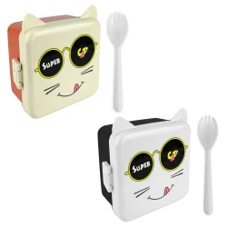 Lancheira plástica 15x15x9cm Super Cat cores sortidas Novo Século