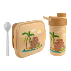 Lancheira plástica com garrafa 550ml Capivara