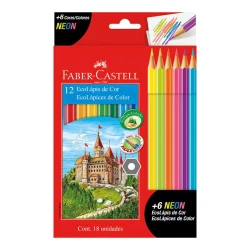Lápis de cor com 12 cores + 06 lápis de cores neon Faber Castell