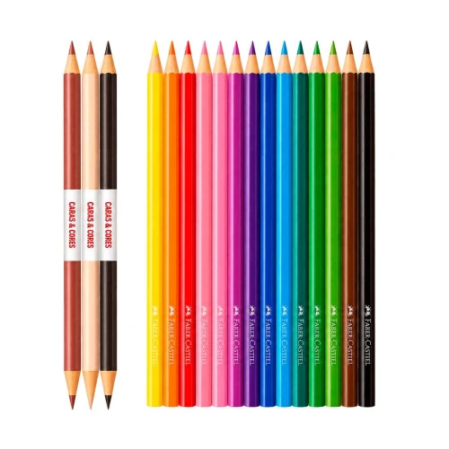 Lápis de cor com 12 cores + 3 lápis de escrever ecolápis Faber