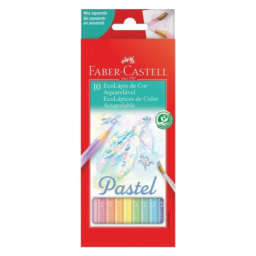 Lápis de cor faber com 10 unidades aquarelável pastel