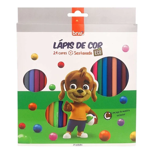 Lápis de cor redondo com 24 cores Brw