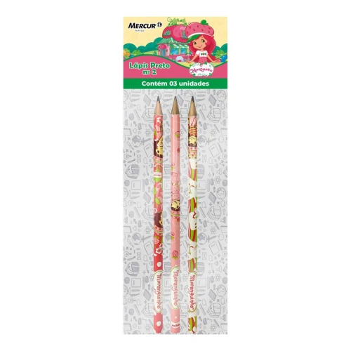 Lápis de escrever blister com 03 unidades Moranguinho Mercur
