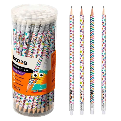 Lápis de escrever com borracha geométrico com 72 unidades Bazze Lápis de escrever com borracha geométrico com 72 unidades Bazze