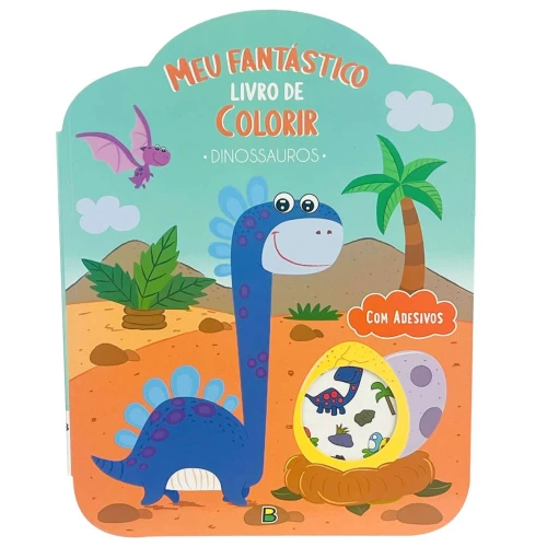 LIVRO P/COLORIR COM ADESIVOS DINOSSAUROS 32PAG. TODOLIVRO