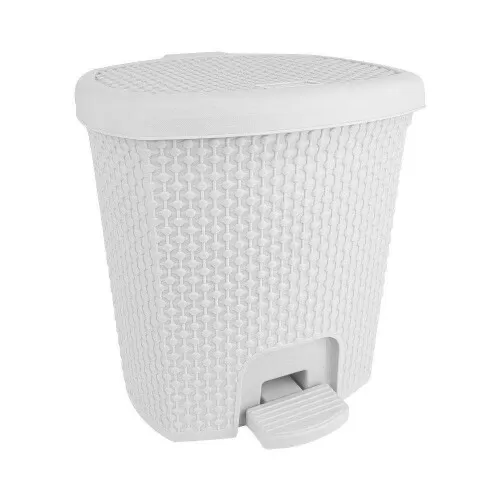 Lixeira com pedal 7,5l retangular Rattan branca Rischioto