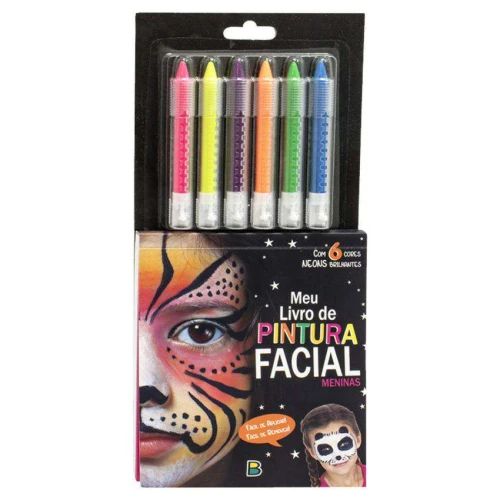 Livro de atividades pintura facial com 06 cores menina TodoLivro