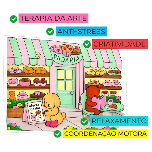 Livro para colorir Bobbie Goods com 50 páginas 180g com acetato