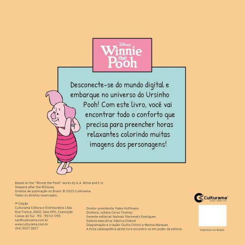 Livro para colorir Comfy ursinho Pooh com 24 páginas 120g Culturama