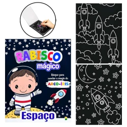 Livro para colorir Rabisco Mágico Espaço com 08 páginas Brasileitura