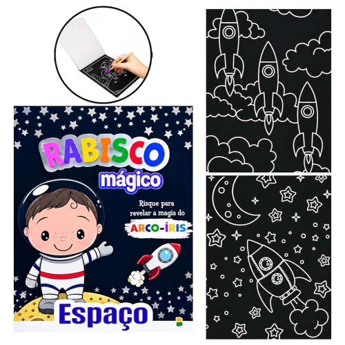 Livro para colorir Rabisco Mágico Espaço com 08 páginas Brasileitura Livro para colorir Rabisco Mágico Espaço com 08 páginas Brasileitura