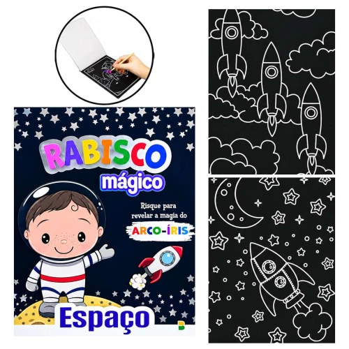 Livro para colorir Rabisco Mágico Espaço com 08 páginas Brasileitura Livro para colorir Rabisco Mágico Espaço com 08 páginas Brasileitura