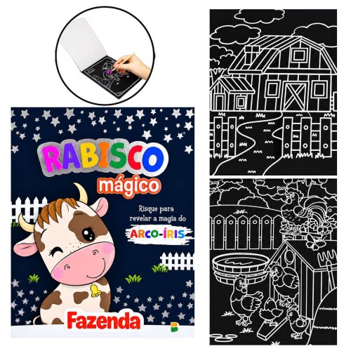 Livro para colorir Rabisco Mágico Fazenda com 08 páginas Brasileitura Livro para colorir Rabisco Mágico Fazenda com 08 páginas Brasileitura