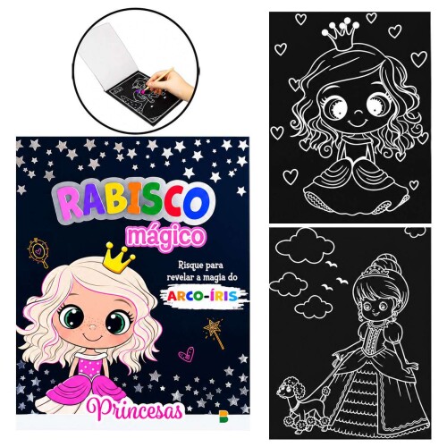 Livro para colorir Rabisco Mágico Princesa com 08 páginas Brasileitura Livro para colorir Rabisco Mágico Princesa com 08 páginas Brasileitura