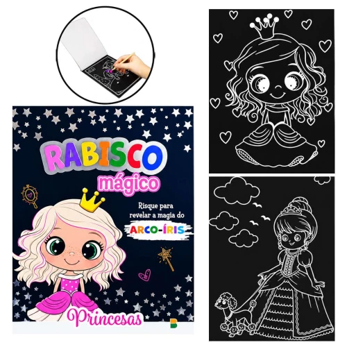 Livro para colorir Rabisco Mágico Princesa com 08 páginas Brasileitura Livro para colorir Rabisco Mágico Princesa com 08 páginas Brasileitura