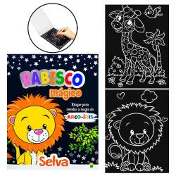Livro para colorir Rabisco Mágico Selva com 08 páginas Brasileitura