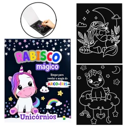 Livro para colorir Rabisco Mágico Unicórnios com 08 páginas Brasileitura