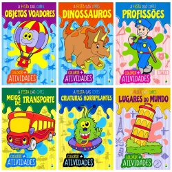 Livro para colorir atividades Festa das Cores com 06 páginas Brasil Leitura