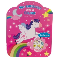 Livro para colorir com adesivos Unicórnios 32 páginas Todolivro