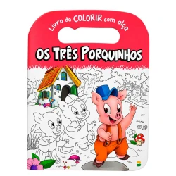 Livro para colorir com alça Os Três Porquinhos com 16 páginas TodoLivro
