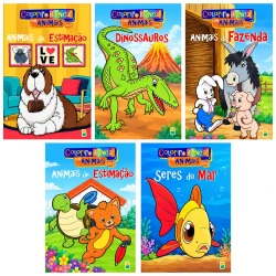 Livro para colorir e Brincar com Animais com 10 desenhos Brasil Leitura