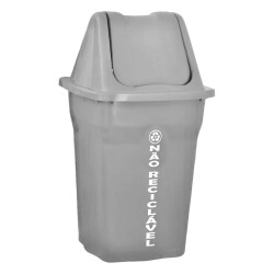 Lixeira basculante 60lts cinza não reciclável