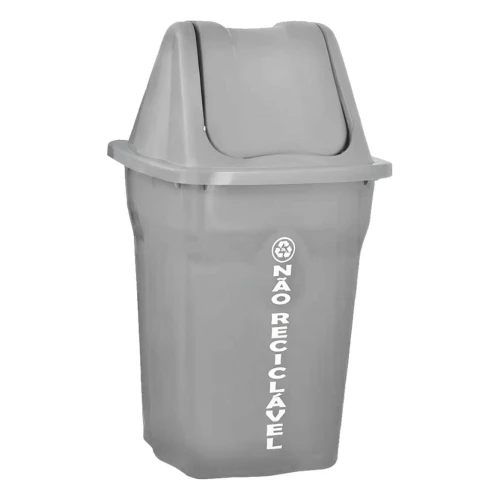 Lixeira basculante 60lts cinza não reciclável