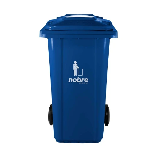 Lixeira coletora com tampa e rodinha 240 litros Azul Nobre