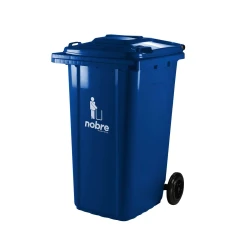 Lixeira coletora com tampa e rodinha 240 litros Azul Nobre