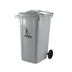 Lixeira coletora com tampa e rodinha 240 litros cinza Nobre