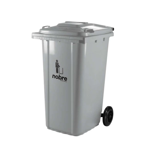Lixeira coletora com tampa e rodinha 240 litros cinza Nobre Lixeira coletora com tampa e rodinha 240 litros cinza Nobre