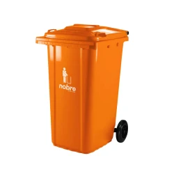 Lixeira coletora com tampa e rodinha 240 litros laranja Nobre
