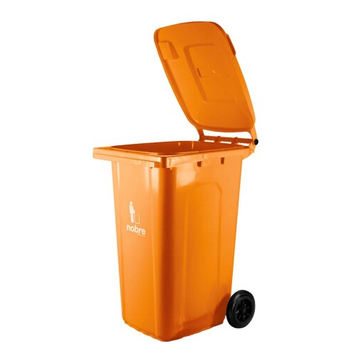 Lixeira coletora com tampa e rodinha 240 litros laranja Nobre Lixeira coletora com tampa e rodinha 240 litros laranja Nobre