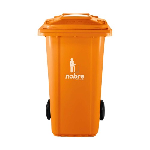 Lixeira coletora com tampa e rodinha 240 litros laranja Nobre Lixeira coletora com tampa e rodinha 240 litros laranja Nobre