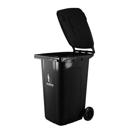 Lixeira coletora com tampa e rodinha 240 litros preto Nobre