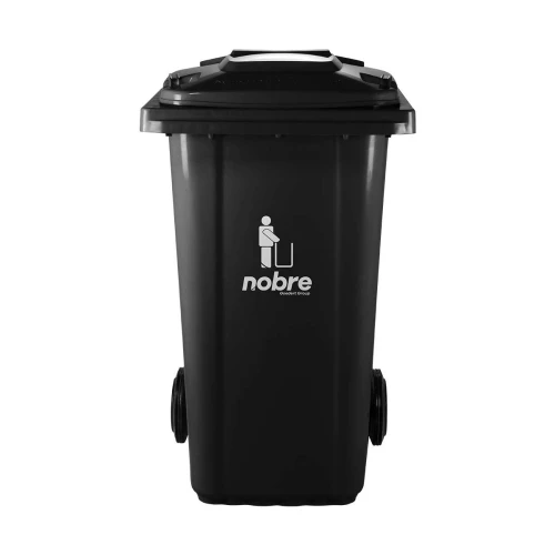 Lixeira coletora com tampa e rodinha 240 litros preto Nobre