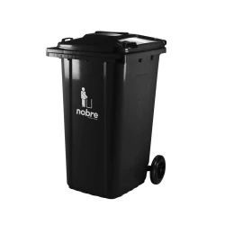 Lixeira coletora com tampa e rodinha 240 litros preto Nobre