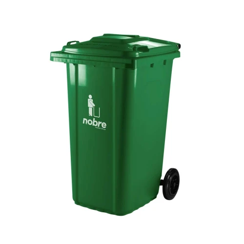Lixeira coletora com tampa e rodinha 240 litros verde Nobre