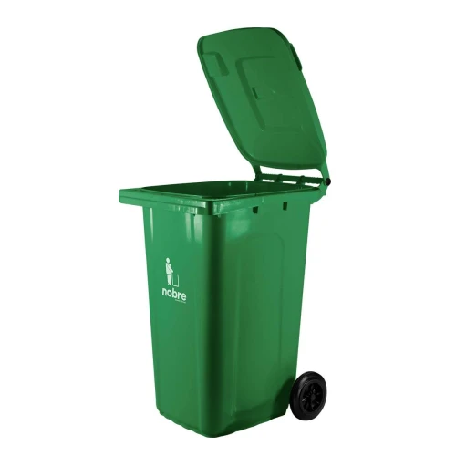 Lixeira coletora com tampa e rodinha 240 litros verde Nobre