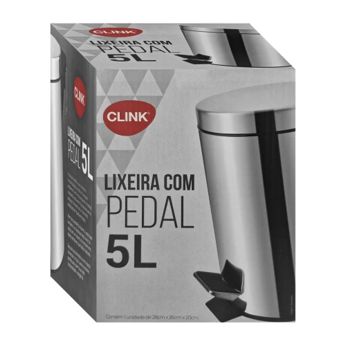 Lixeira com pedal 05 litros inox ck650 Clink